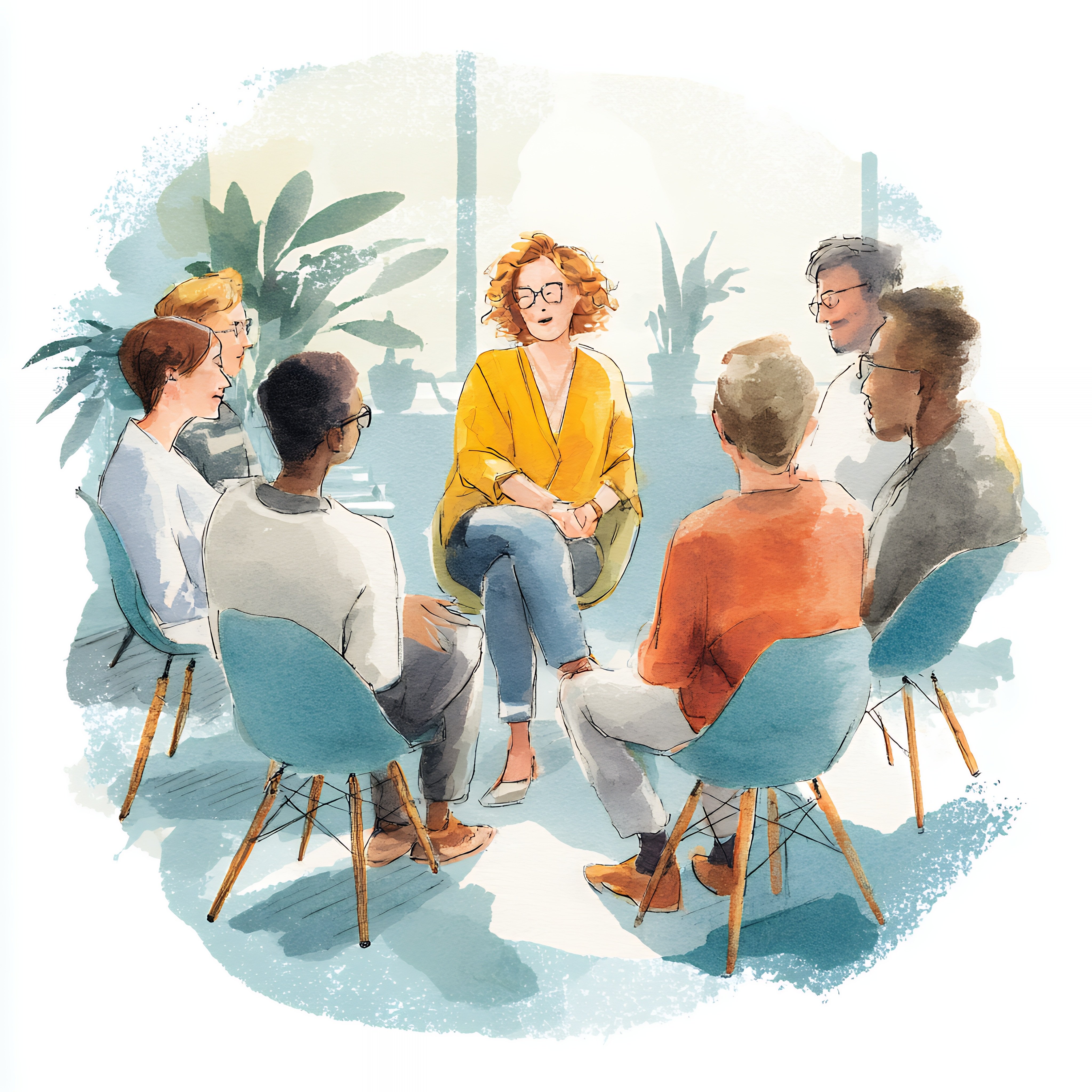 Therapist having a warm conversation in a calm office